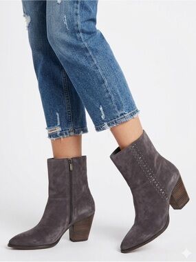 Lucky Brand Brown Suede Studded Ankle Boots